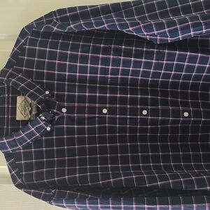 ST. JOHN'S BAY MEN'S BLUE & PURPLE LONG SLEEVES PLAID FRONT BUTTON SHIRT 3XL